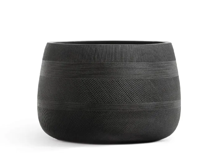 Кашпо Graphics - TREEZ ERGO - Чёрный графит - Низкая чаша