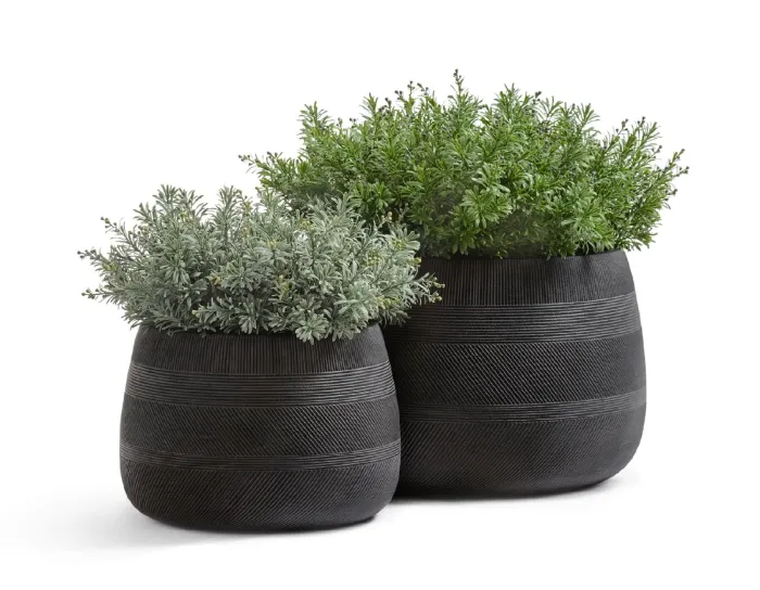 Кашпо Graphics - TREEZ ERGO - Чёрный графит - Низкая чаша