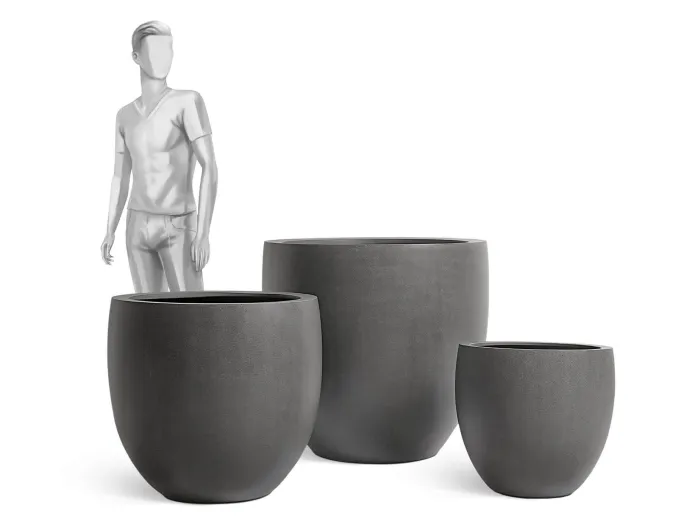 Кашпо Beton - TREEZ Effectory - Тёмно-серый бетон - Большой округлый конус