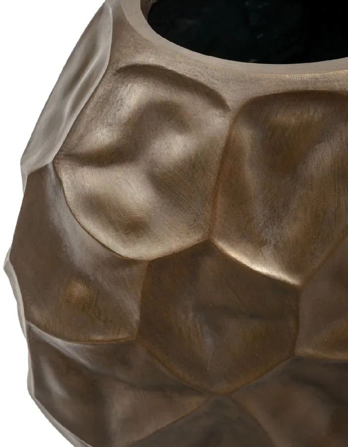 Кашпо Metal - TREEZ Effectory - Чернёная бронза - Плоская сфера Design Crumple