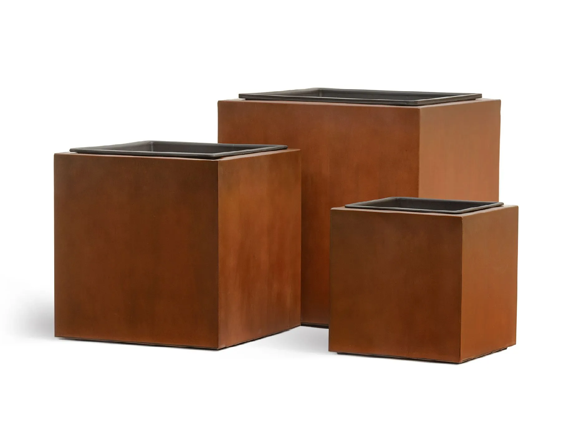 Кашпо - Corten Steel TREEZ Effectory - Кортеновская сталь - Куб - Бархатистая окись