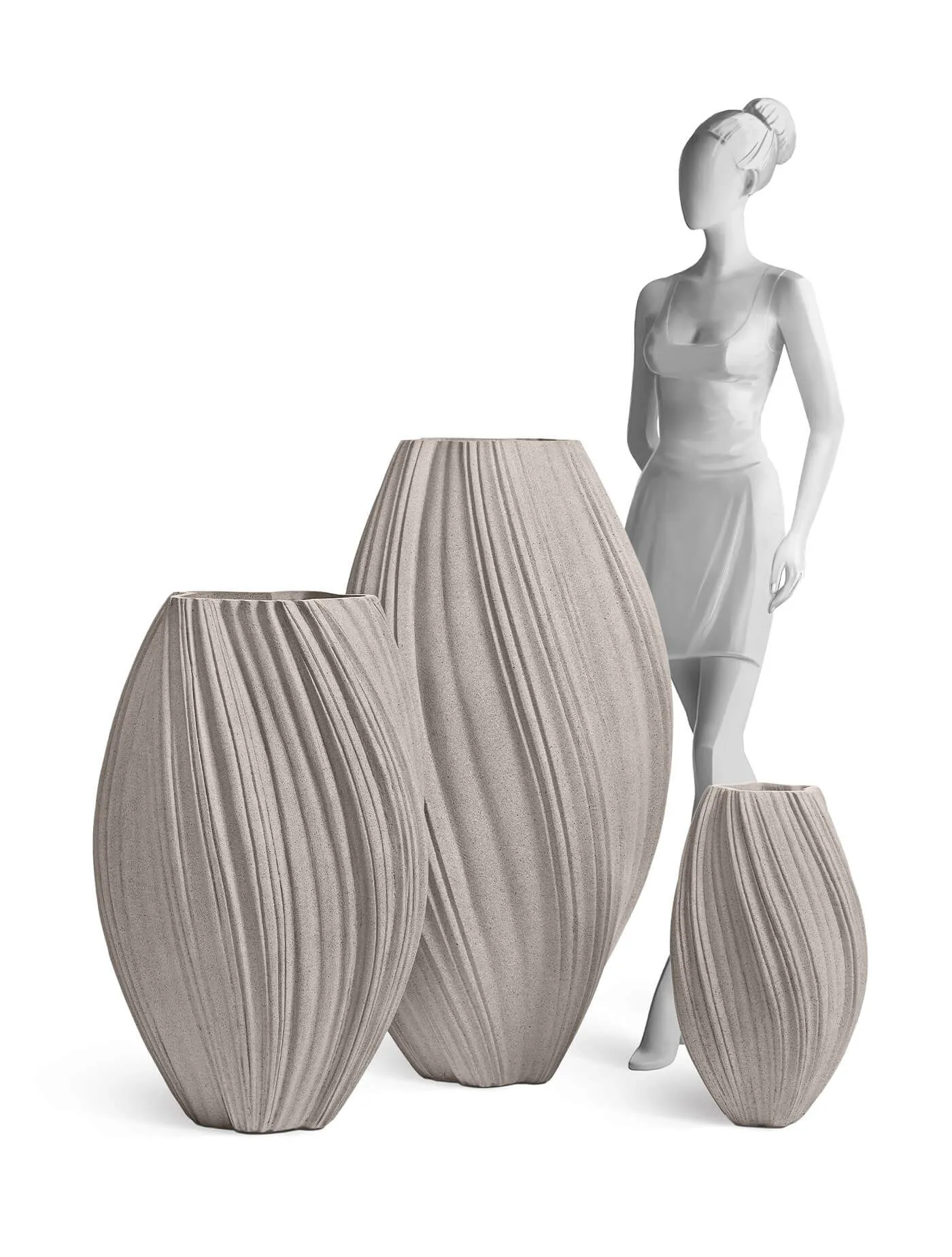 Кашпо Dune - TREEZ Effectory -Дизайн-ваза Высокая  - Белый песок