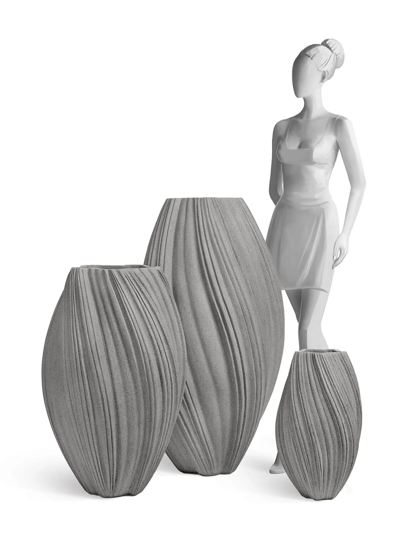 Кашпо Dune - TREEZ Effectory - Дизайн-ваза Высокая - Дымчато-серый песок