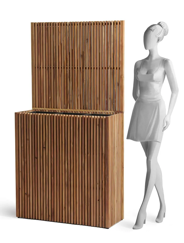 Кашпо Timberline -TREEZ Effectory - Тёмное дерево - Высокий дивайдер со стенкой