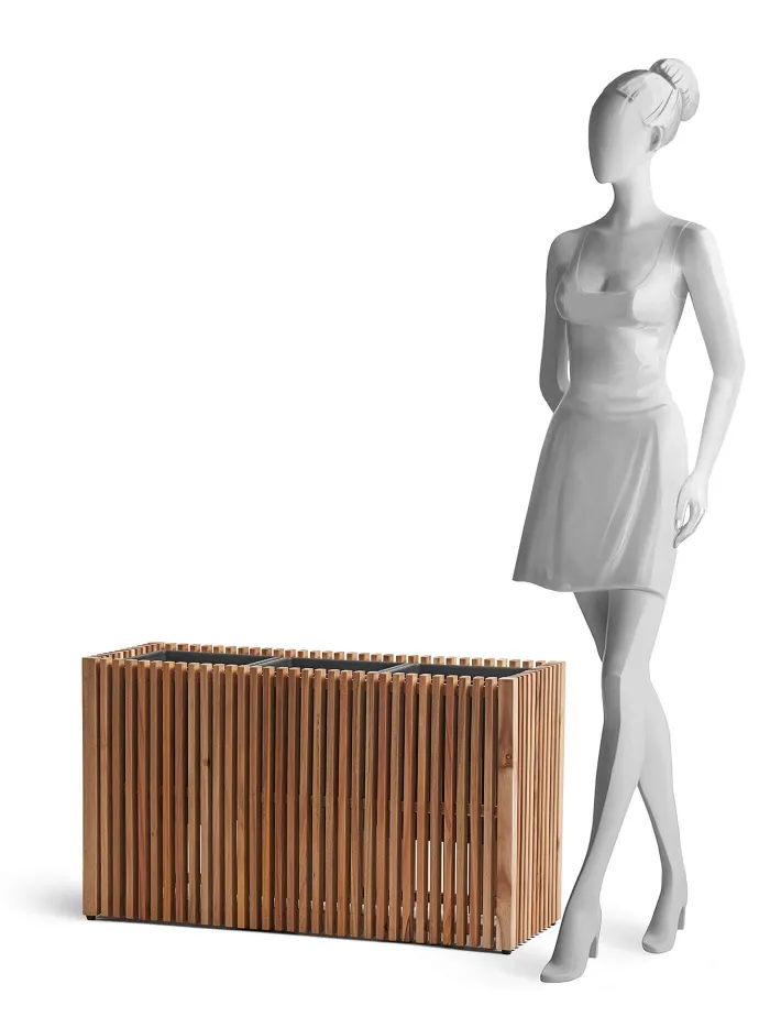 Кашпо Timberline - TREEZ Effectory - Тёмное дерево - Низкий дивайдер