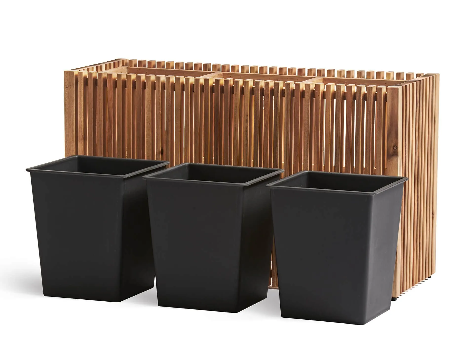 Кашпо Timberline - TREEZ Effectory - Тёмное дерево - Низкий дивайдер