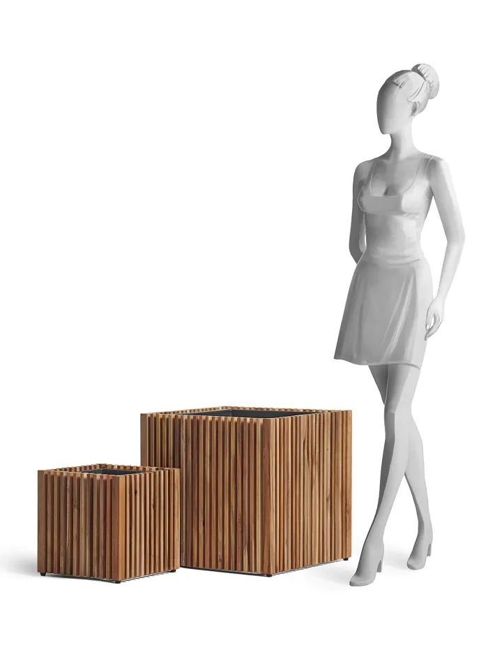 Кашпо Timberline - TREEZ Effectory - Тёмное дерево-  Куб