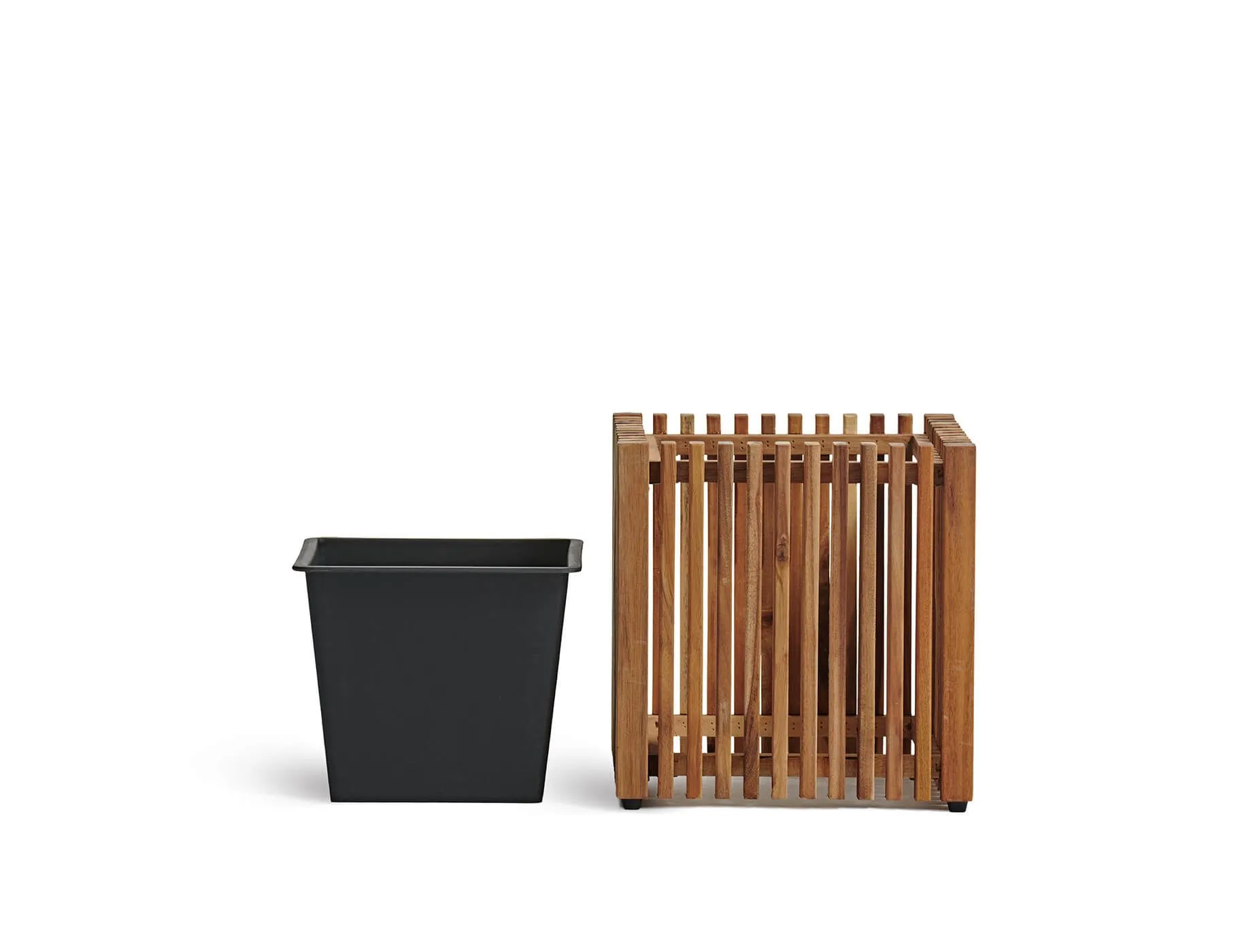 Кашпо Timberline - TREEZ Effectory - Тёмное дерево-  Куб