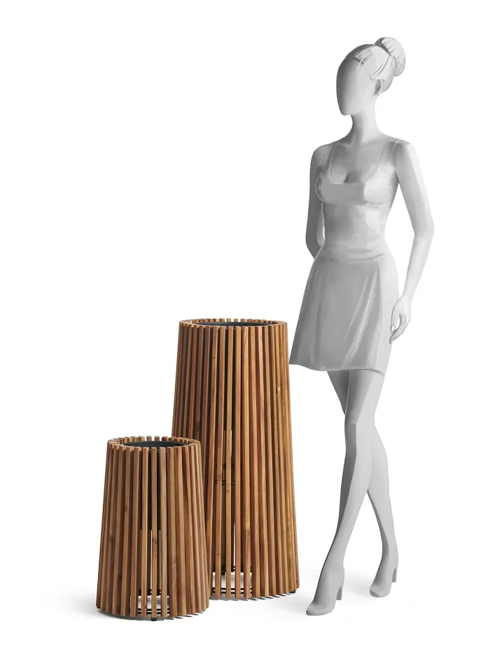 Кашпо Timberline - TREEZ Effectory - Тёмное дерево - Высокий перевёрнутый конус