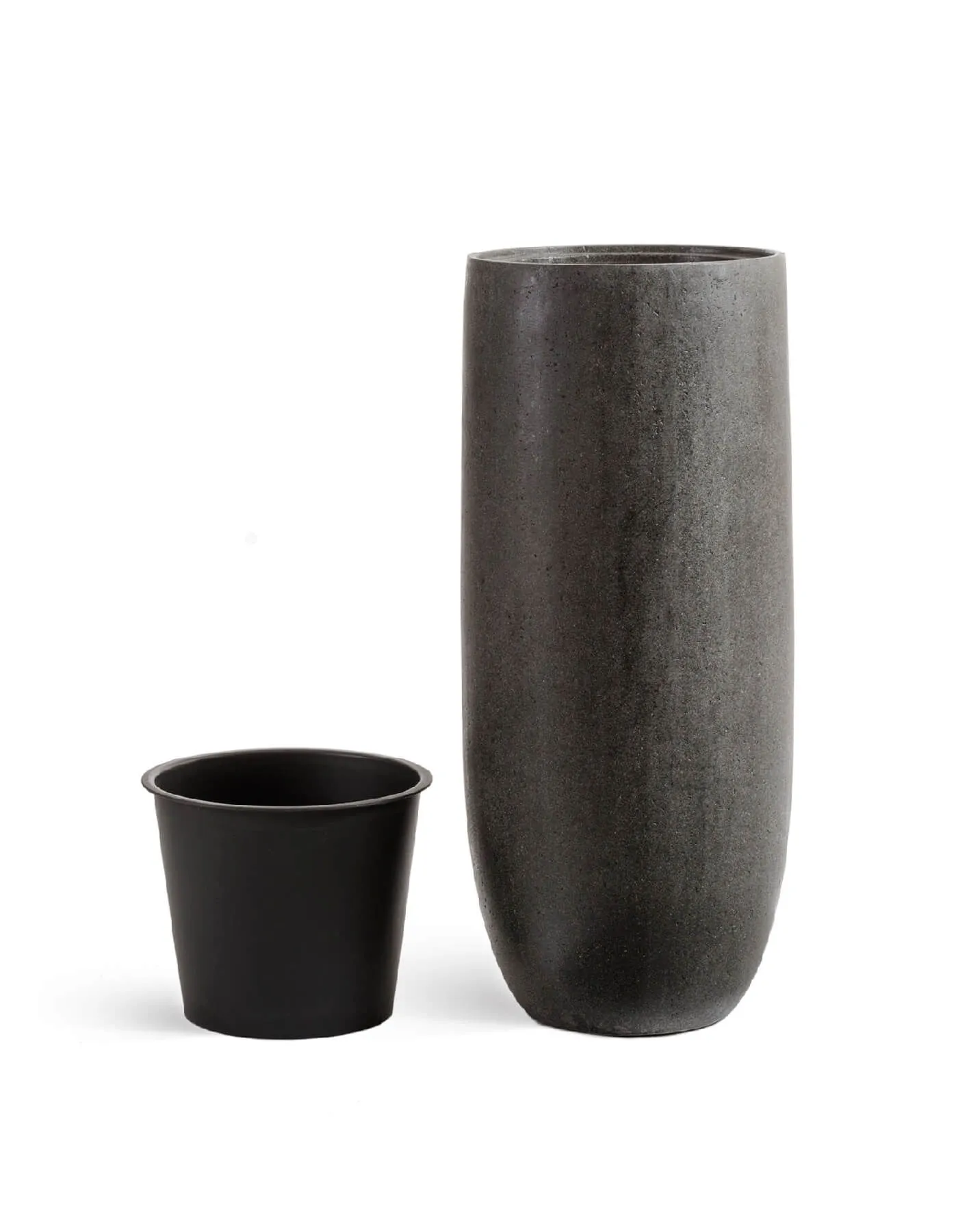 Кашпо Stone - TREEZ Effectory - Тёмно-серый камень - Высокий округлый конус