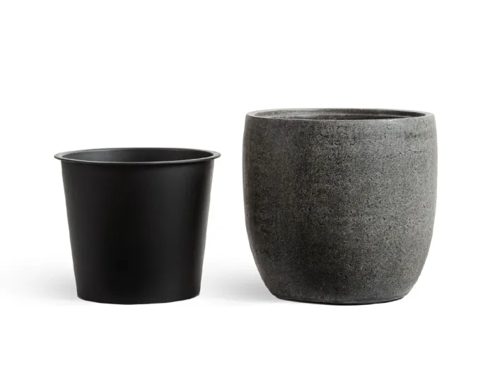 Кашпо Stone - TREEZ Effectory - Тёмно-серый камень - Округлый конус
