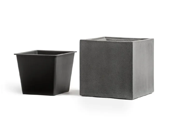 Кашпо Beton - TREEZ Effectory - Тёмно-серый бетон - Куб