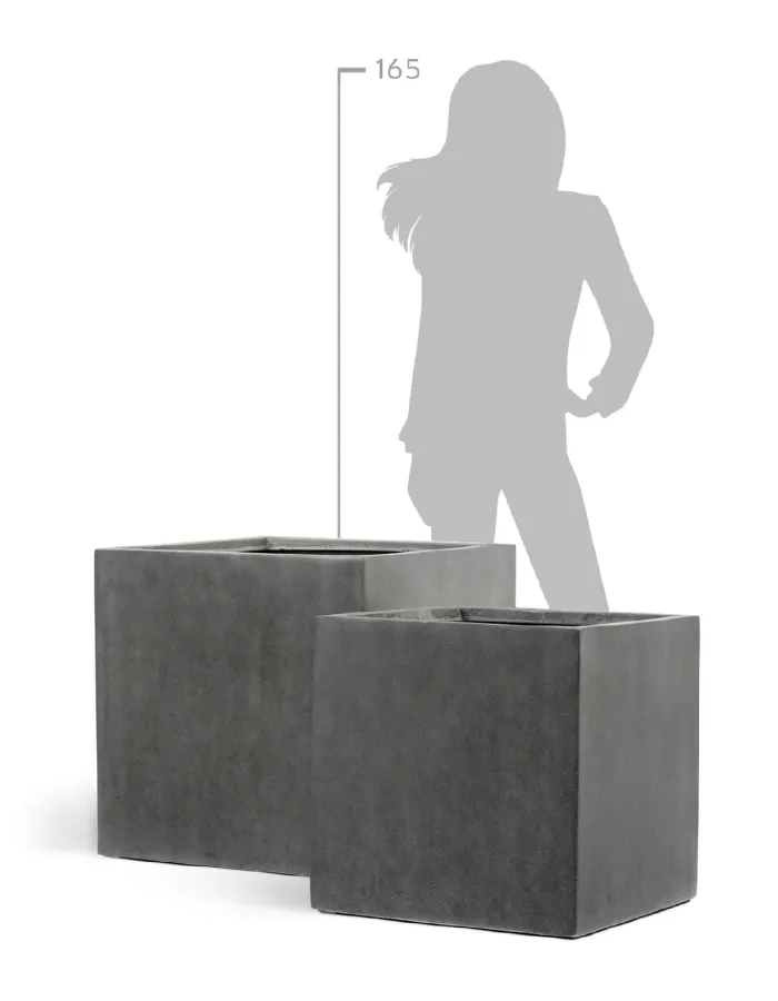 Кашпо Beton - TREEZ Effectory - Тёмно-серый бетон - Куб