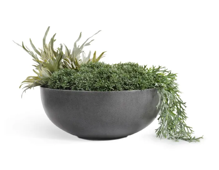 Кашпо Beton - TREEZ Effectory - Тёмно-серый бетон - Низкая чаша