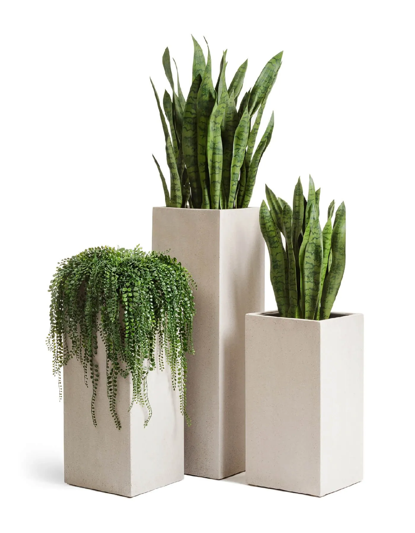 Кашпо Beton - TREEZ Effectory - Белый песок - Высокий куб