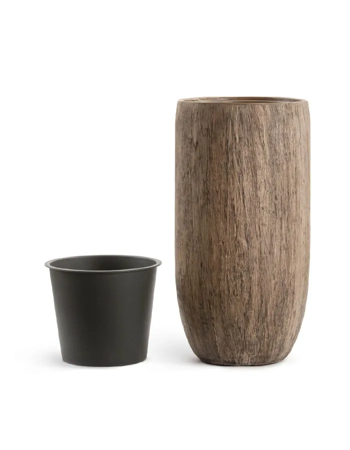 Кашпо Wood - TREEZ Effectory - Светлый дуб - Высокий округлый конус