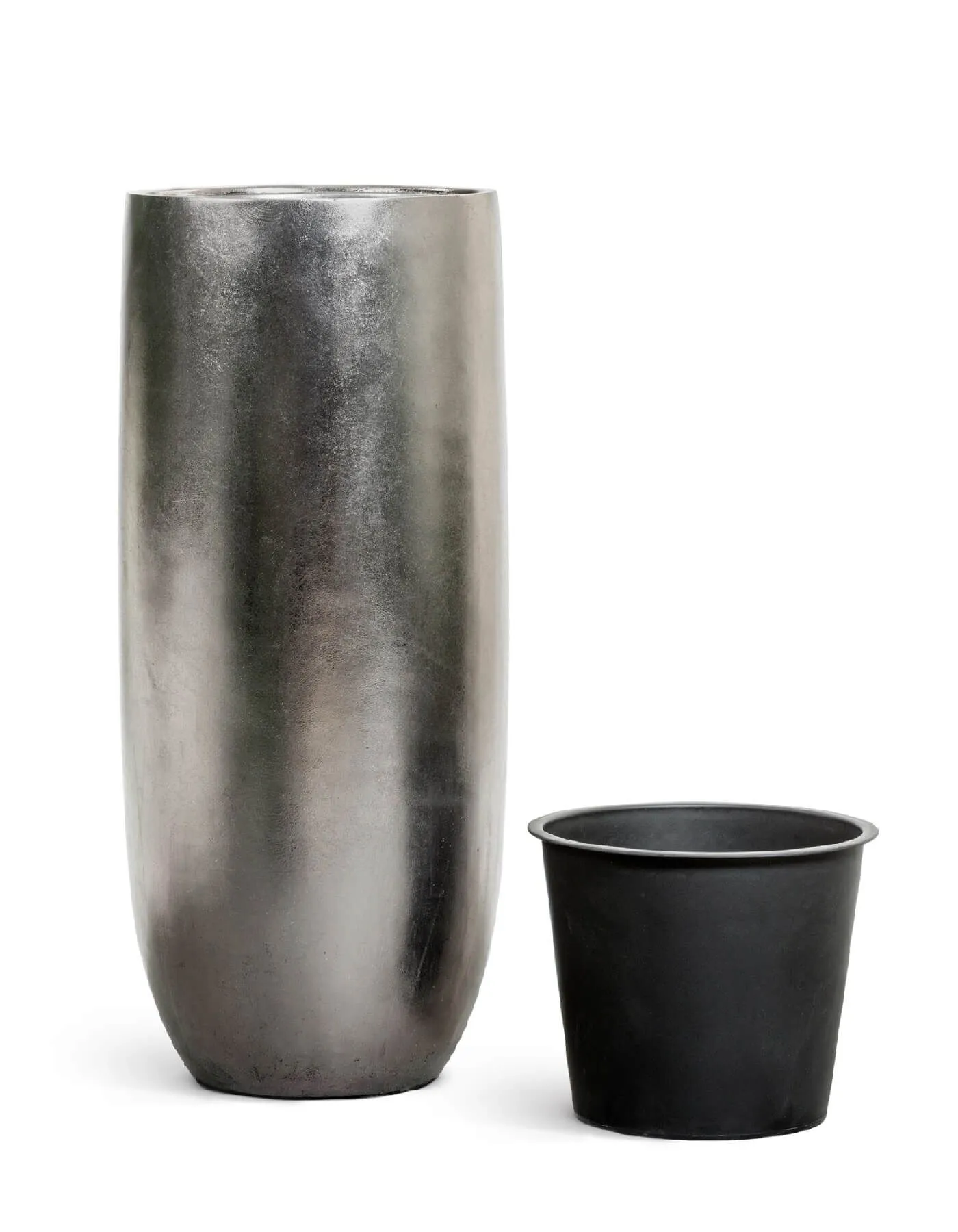 Кашпо Metal - TREEZ Effectory - Стальное серебро - Высокий округлый конус