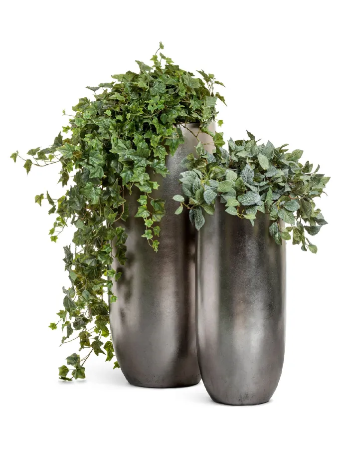 Кашпо Metal - TREEZ Effectory - Стальное серебро - Высокий округлый конус