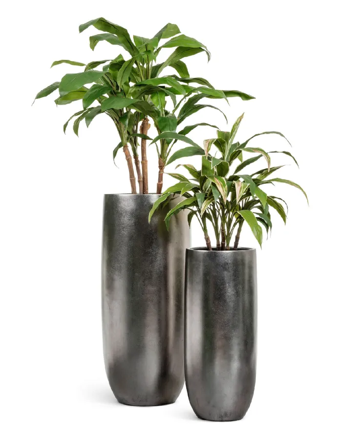 Кашпо Metal - TREEZ Effectory - Стальное серебро - Высокий округлый конус