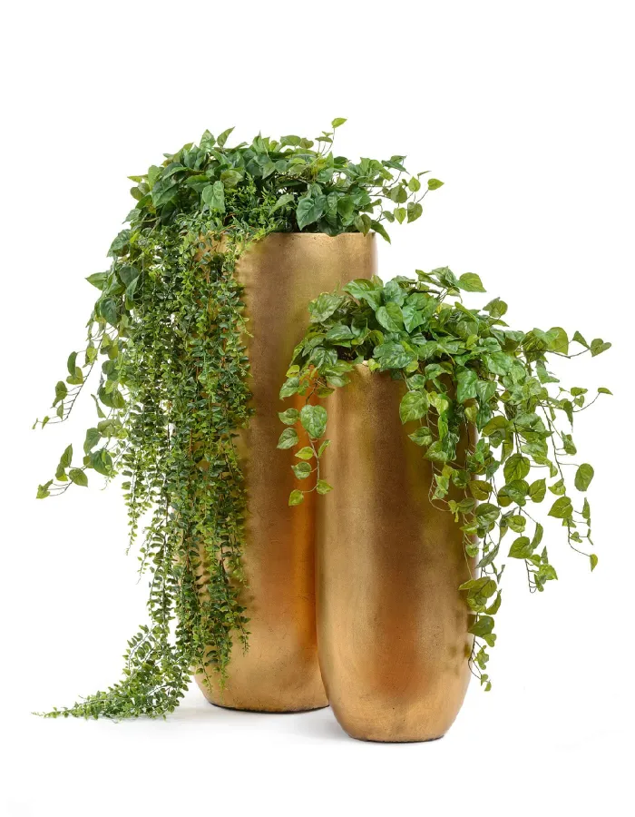 Кашпо Metal - TREEZ Effectory - Сусальное золото - Высокий округлый конус