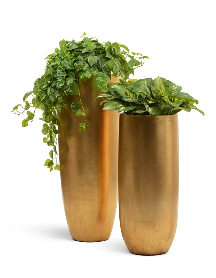 Кашпо Metal - TREEZ Effectory - Сусальное золото - Высокий округлый конус