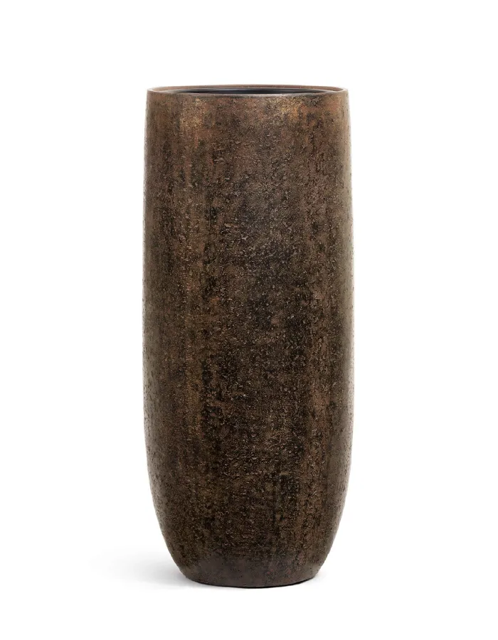 Кашпо Metal - TREEZ Effectory - Rough с золотой патиной -  Высокий округлый конус