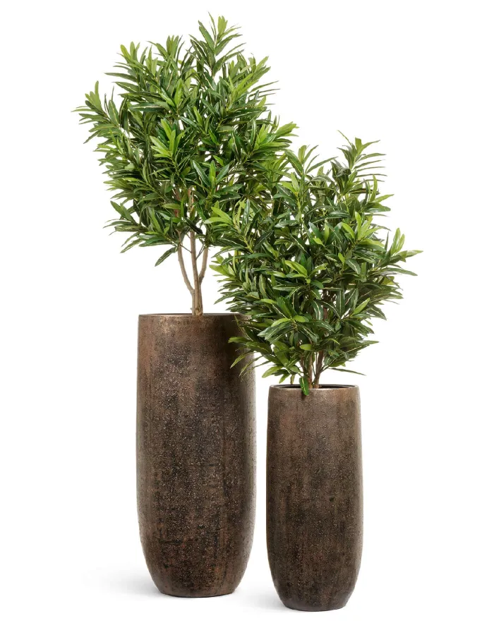 Кашпо Metal - TREEZ Effectory - Rough с золотой патиной -  Высокий округлый конус