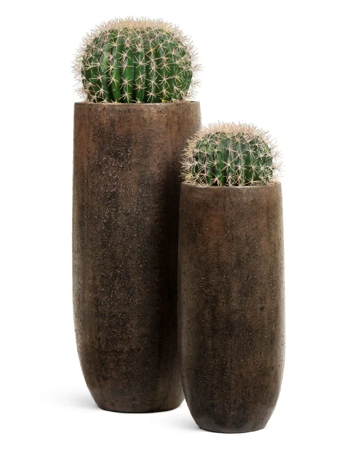 Кашпо Metal - TREEZ Effectory - Rough с золотой патиной -  Высокий округлый конус