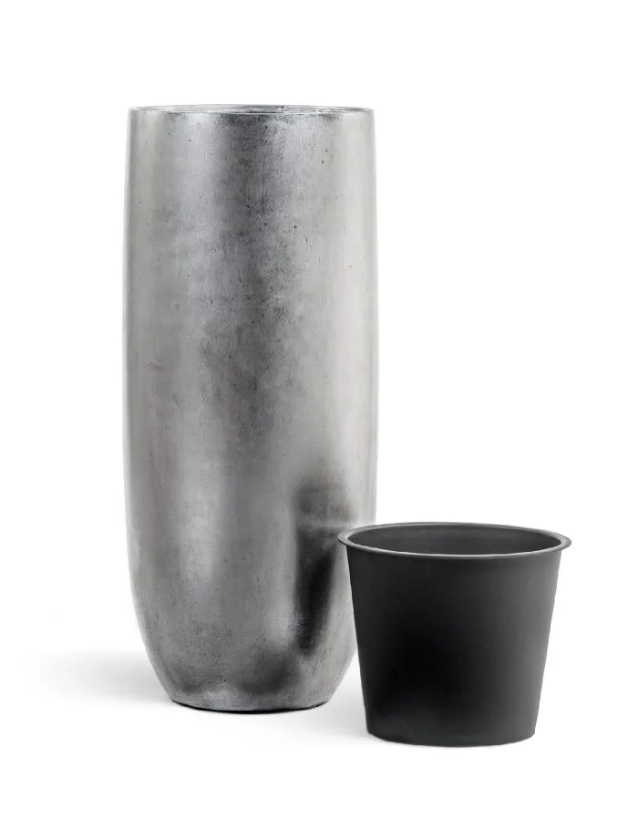 Кашпо Metal - TREEZ Effectory - Серебро -  Высокий округлый конус