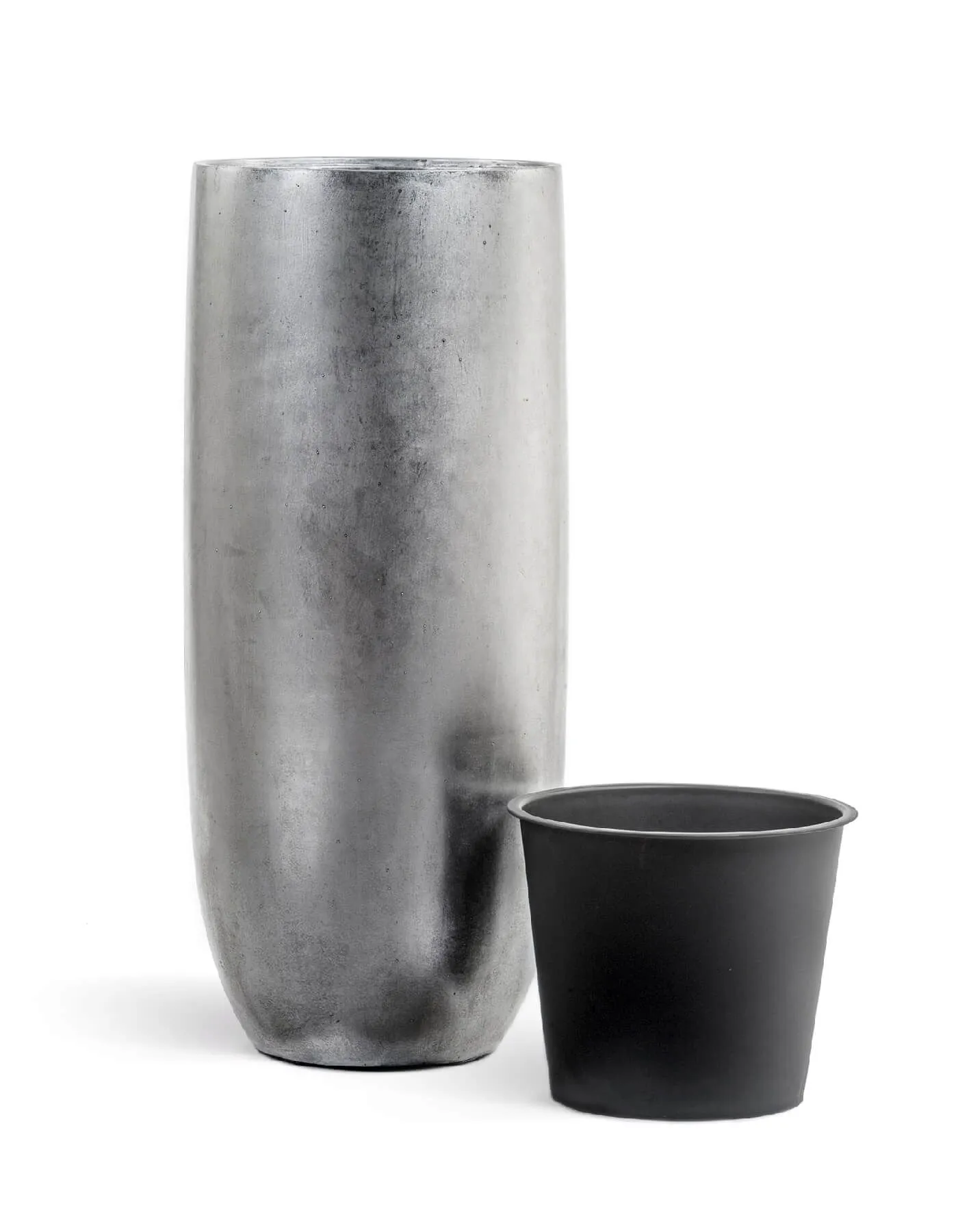 Кашпо Metal - TREEZ Effectory - Серебро -  Высокий округлый конус