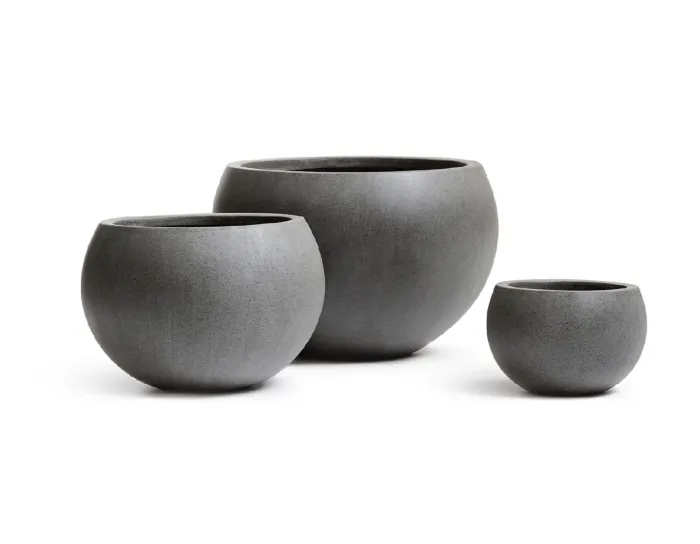 Кашпо Beton - TREEZ Effectory - Тёмно-серый бетон - Полусфера