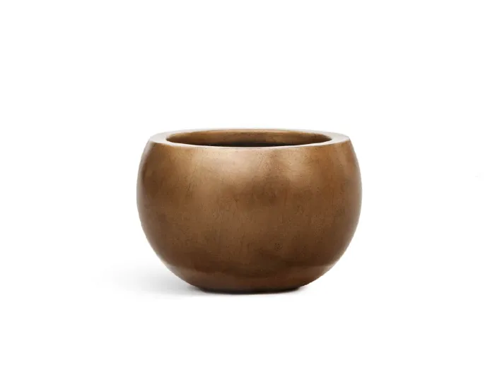 Кашпо Metal - TREEZ Effectory - Тёмное матовое золото - Полусфера