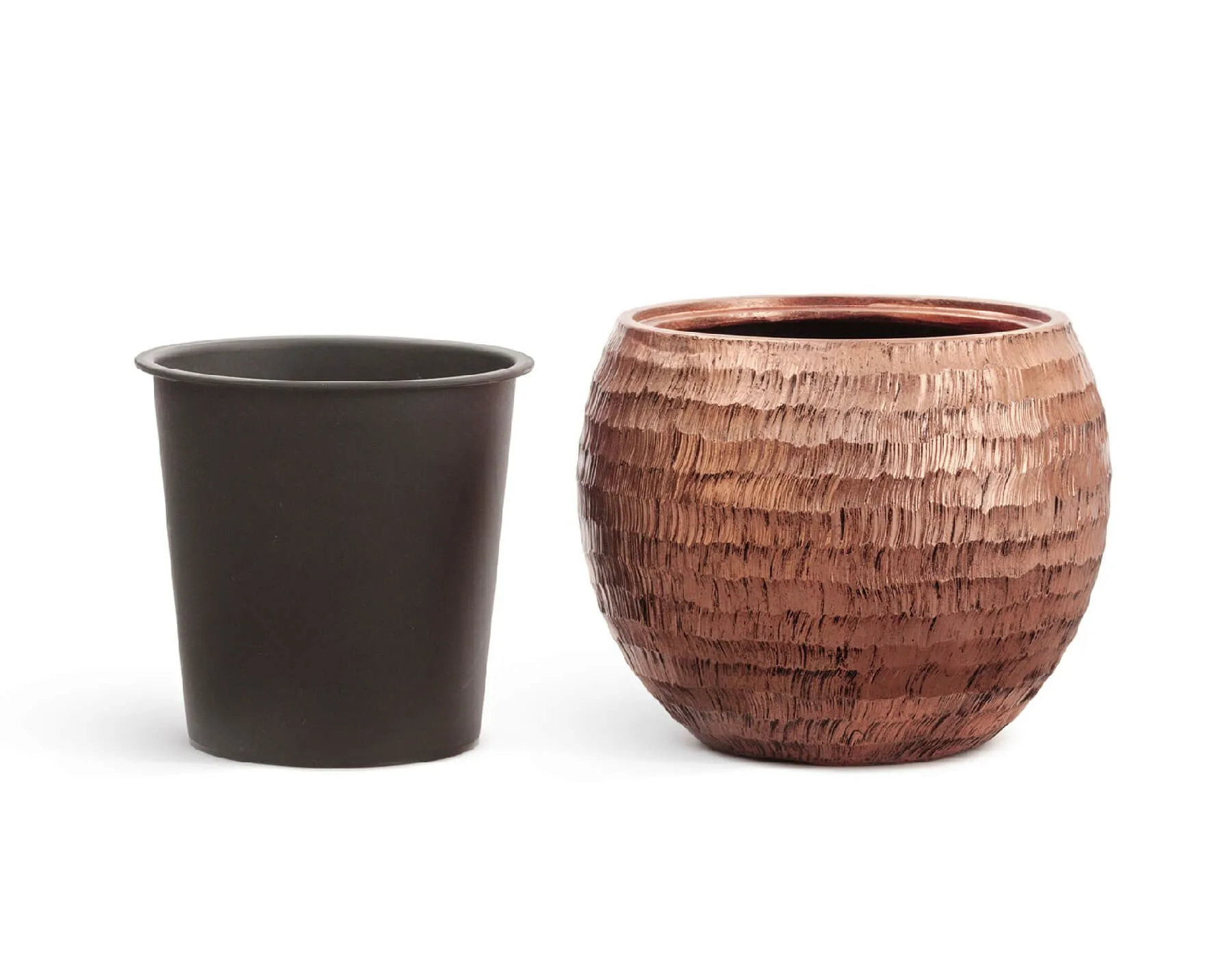 Кашпо Metal - TREEZ Effectory - Розовая медь Чеканка -  Полусфера