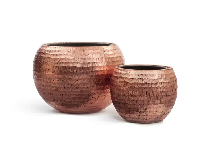 Кашпо Metal - TREEZ Effectory - Розовая медь Чеканка -  Полусфера