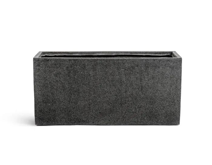 Кашпо Stone -TREEZ Effectory - Тёмно-серый камень -  Низкий прямоугольник