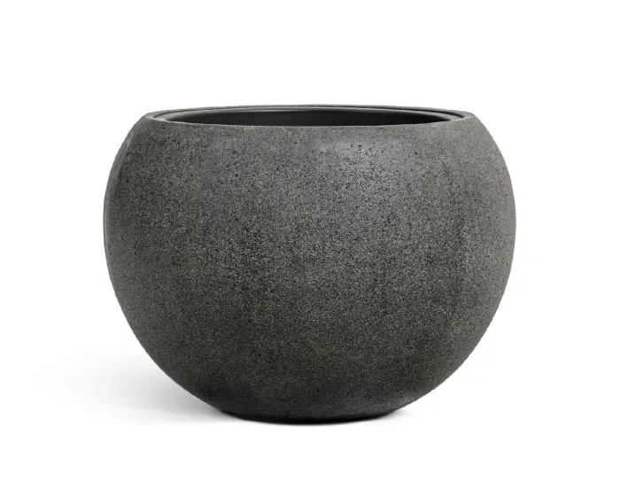 Кашпо Stone - TREEZ Effectory - Тёмно-серый камень -  Большая полусфера
