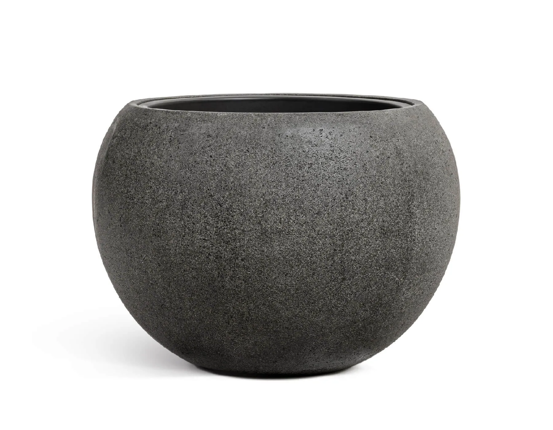 Кашпо Stone - TREEZ Effectory - Тёмно-серый камень -  Большая полусфера