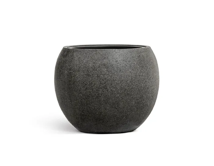 Кашпо Stone - TREEZ Effectory - Тёмно-серый камень -  Большая полусфера