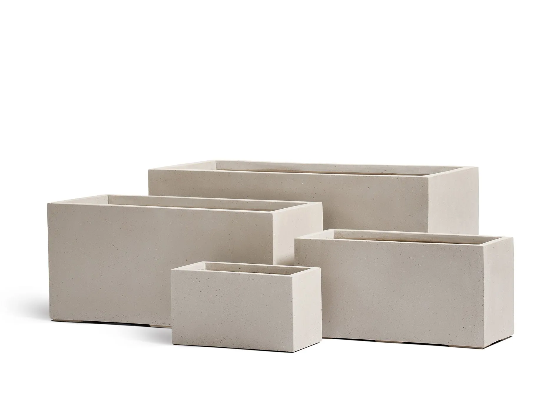 Кашпо Beton - TREEZ Effectory - Белый песок - Низкий прямоугольник
