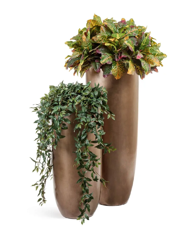 Кашпо Metal - TREEZ Effectory - Тёмное матовое золото - Высокий конус Giant