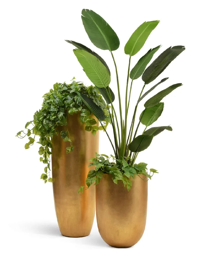 Кашпо Metal - TREEZ Effectory - Сусальное золото - Высокий конус Giant