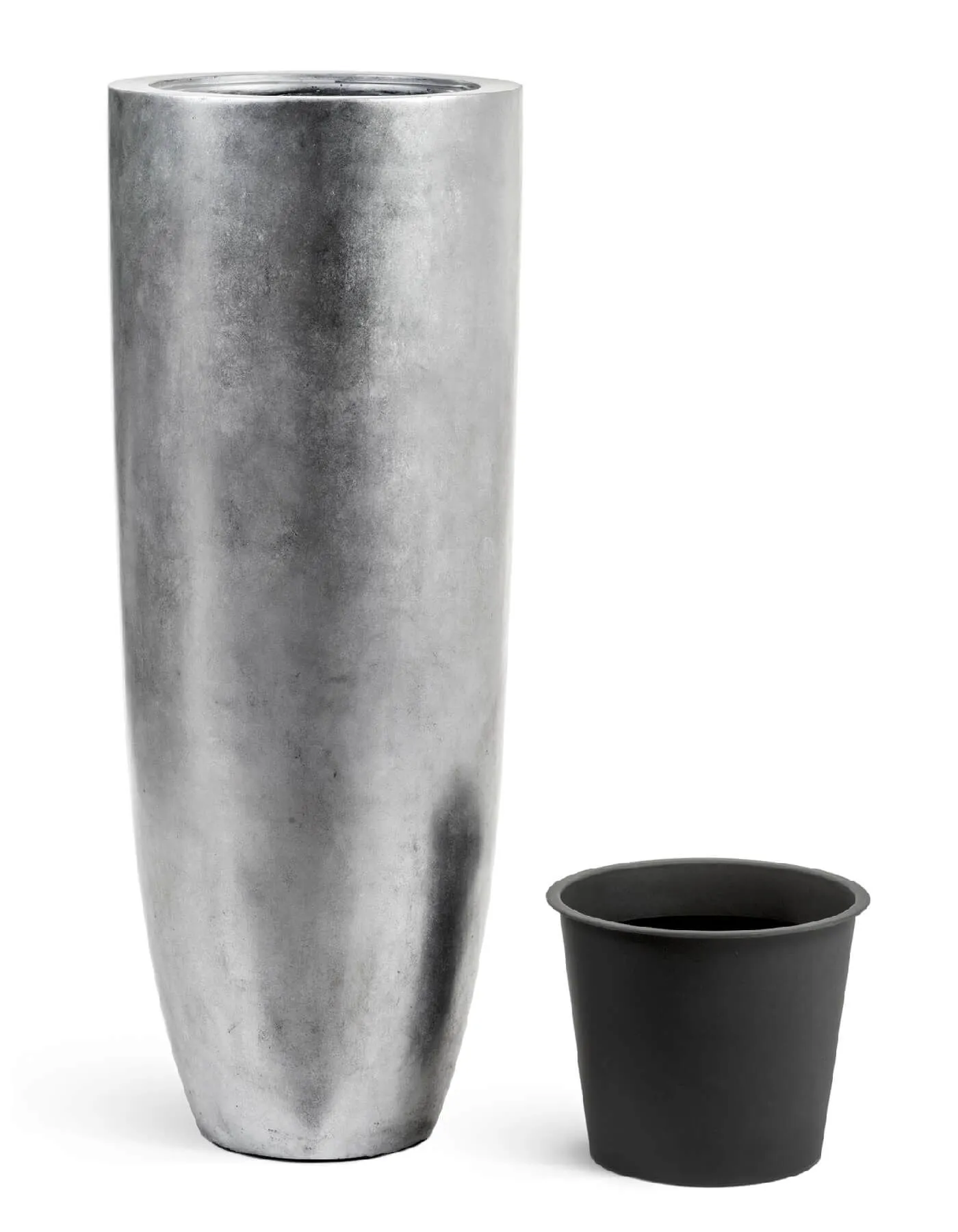 Кашпо Metal - TREEZ Effectory - Серебро - Высокий конус Giant