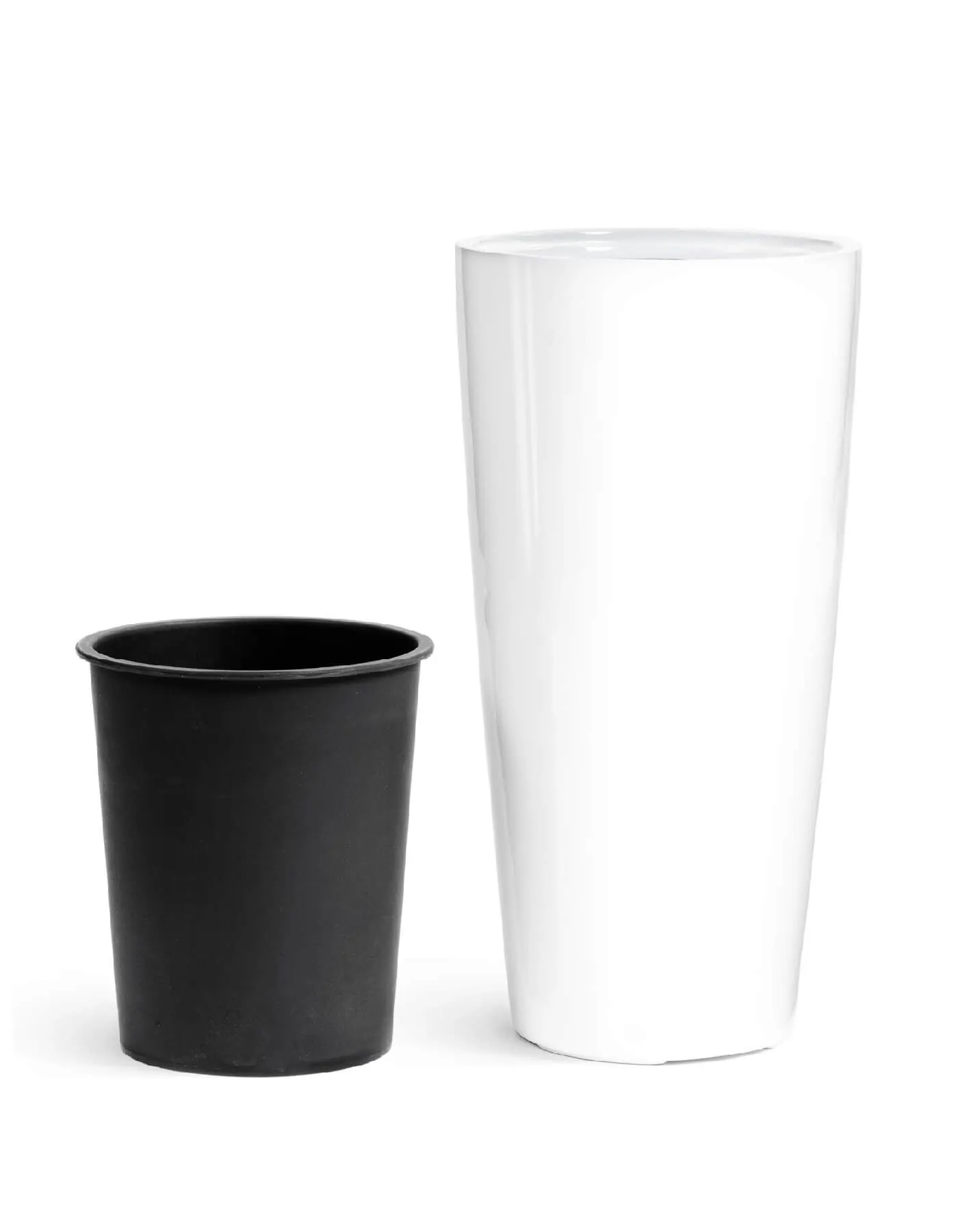 Кашпо Gloss - TREEZ Effectory - Белый глянцевый лак - Высокий конус