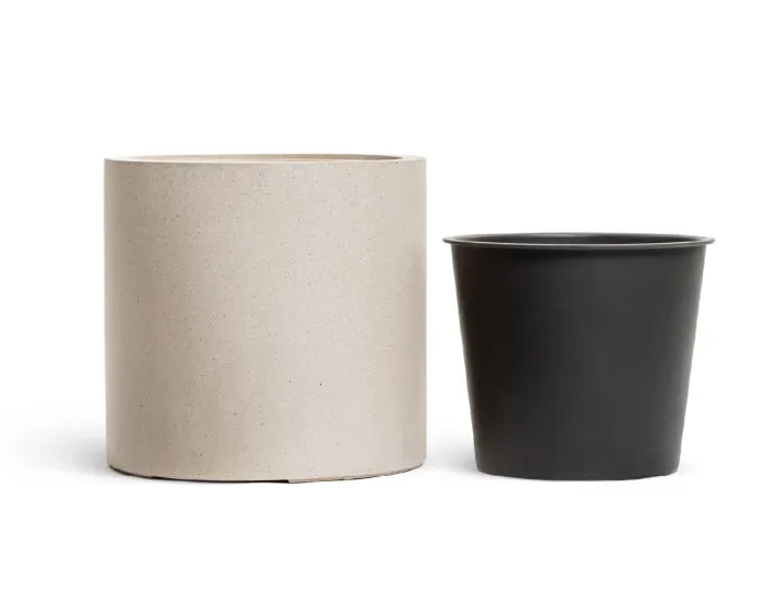 Кашпо Beton - TREEZ Effectory  - Белый песок -  Цилиндр