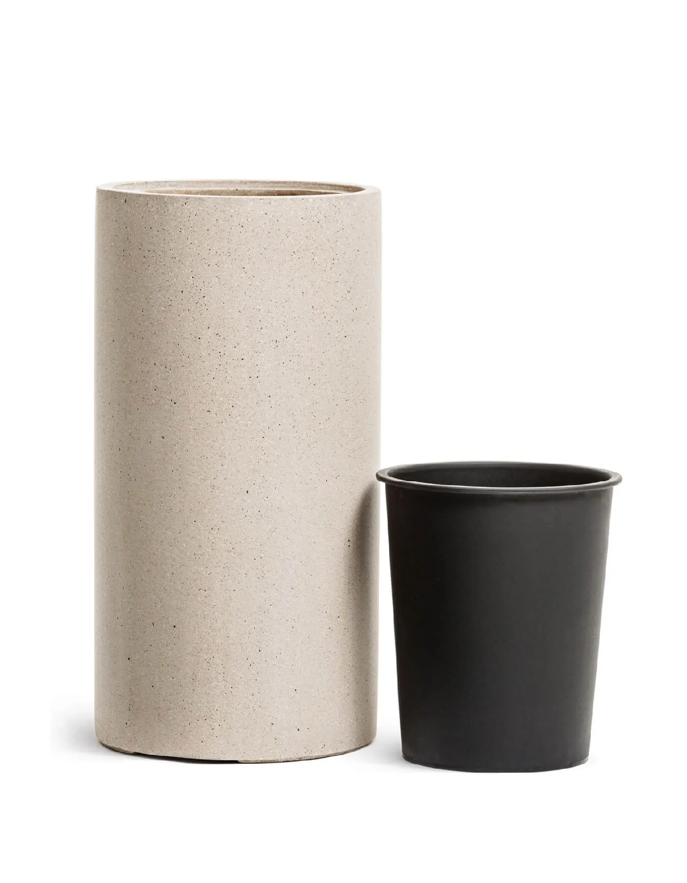 Кашпо Beton -TREEZ Effectory - Белый песок - Высокий цилиндр
