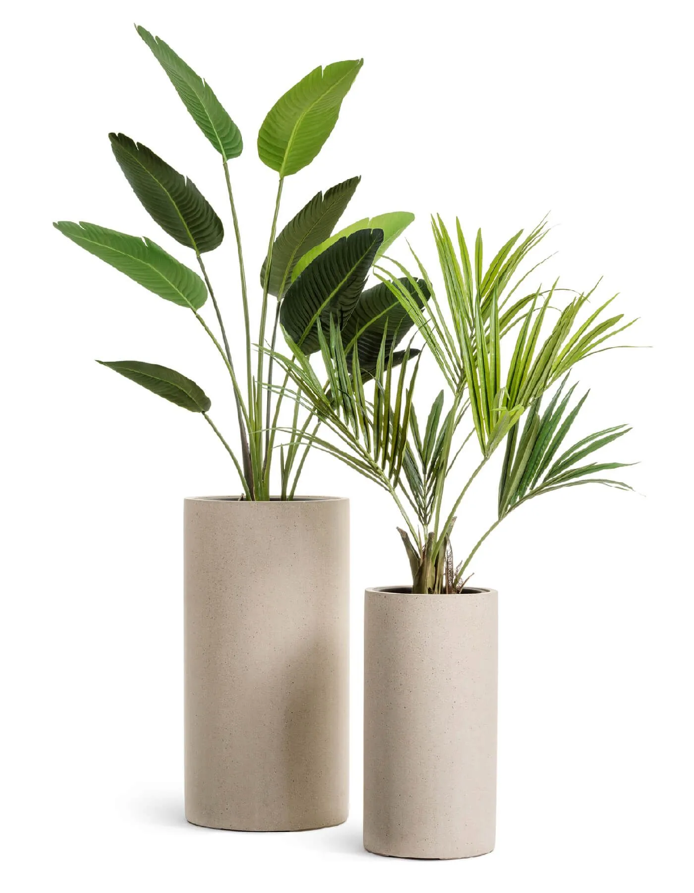 Кашпо Beton -TREEZ Effectory - Белый песок - Высокий цилиндр