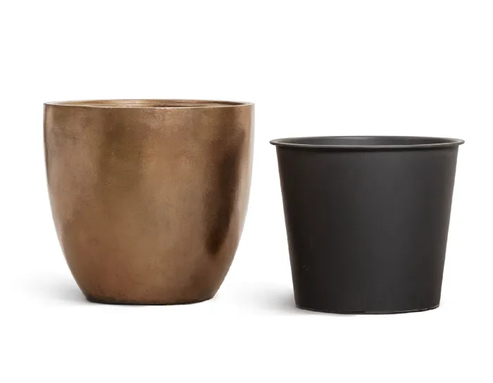 Кашпо Metal - TREEZ Effectory - Тёмное-матовое золото - Округлый конус