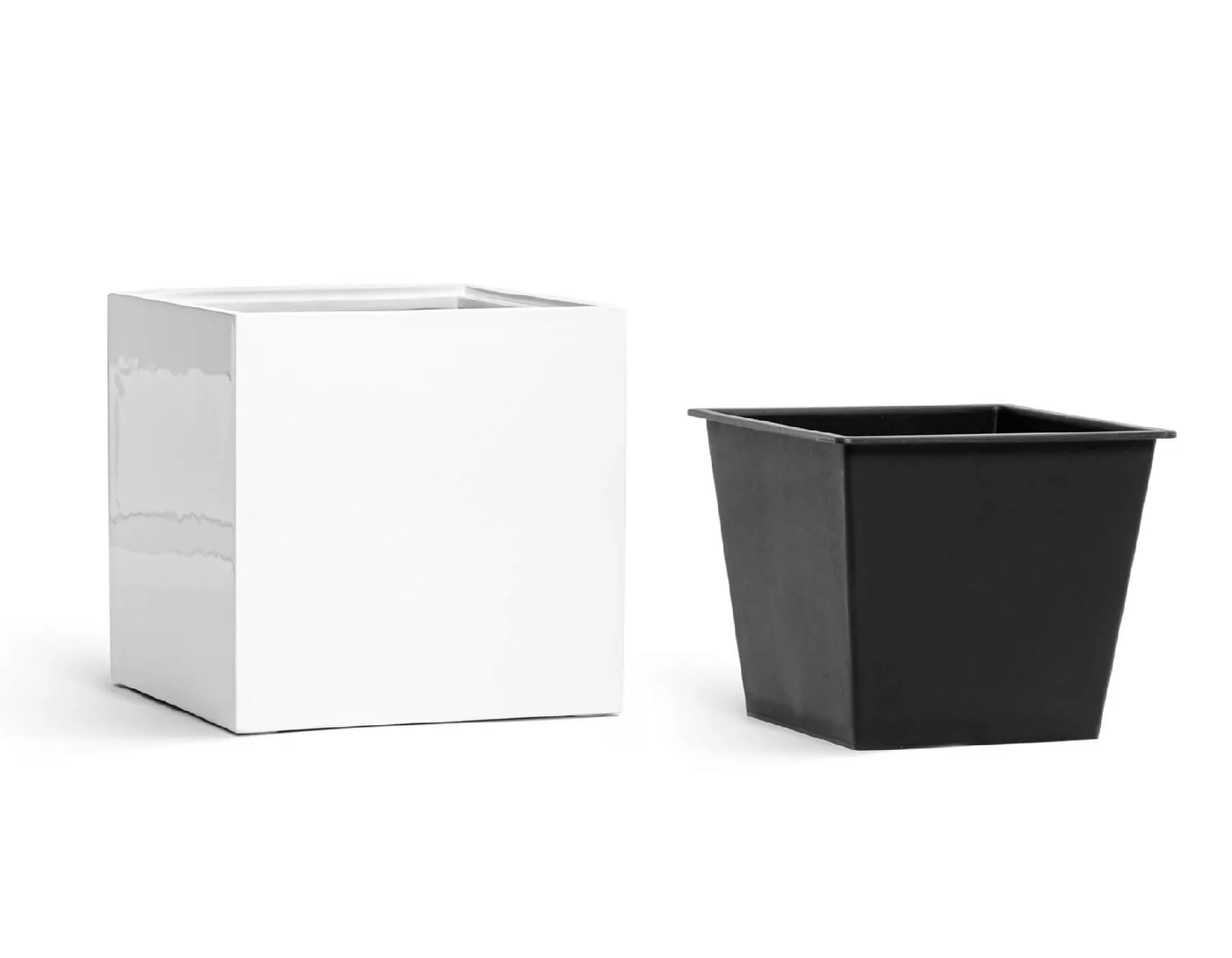 Кашпо Gloss - TREEZ Effectory - Белый глянцевый лак -  Куб