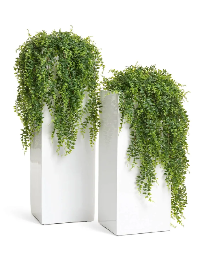 Кашпо Gloss - TREEZ Effectory - Белый глянцевый лак - Высокий куб