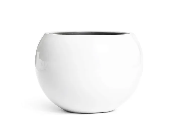 Кашпо Gloss - TREEZ Effectory - Белый глянцевый лак - Полусфера